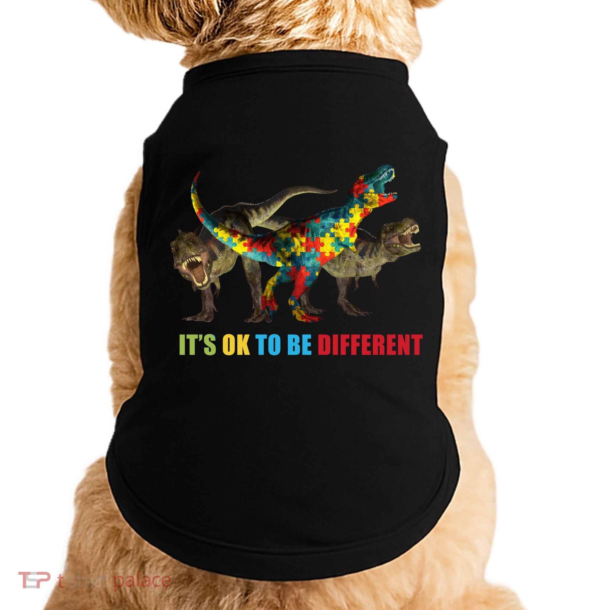 It's Ok To Be Different Dinosaur Autism Awareness Doggie Tank