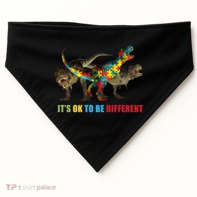 It's Ok To Be Different Dinosaur Autism Awareness USA-Made Doggie Bandana