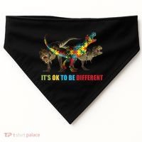 It's Ok To Be Different Dinosaur Autism Awareness USA-Made Doggie Bandana thumb 0