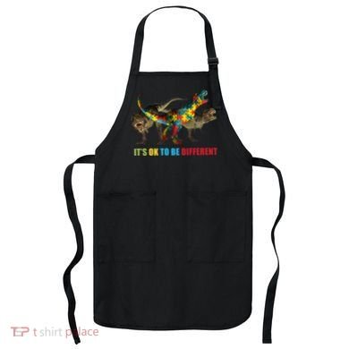 It's Ok To Be Different Dinosaur Autism Awareness Apron