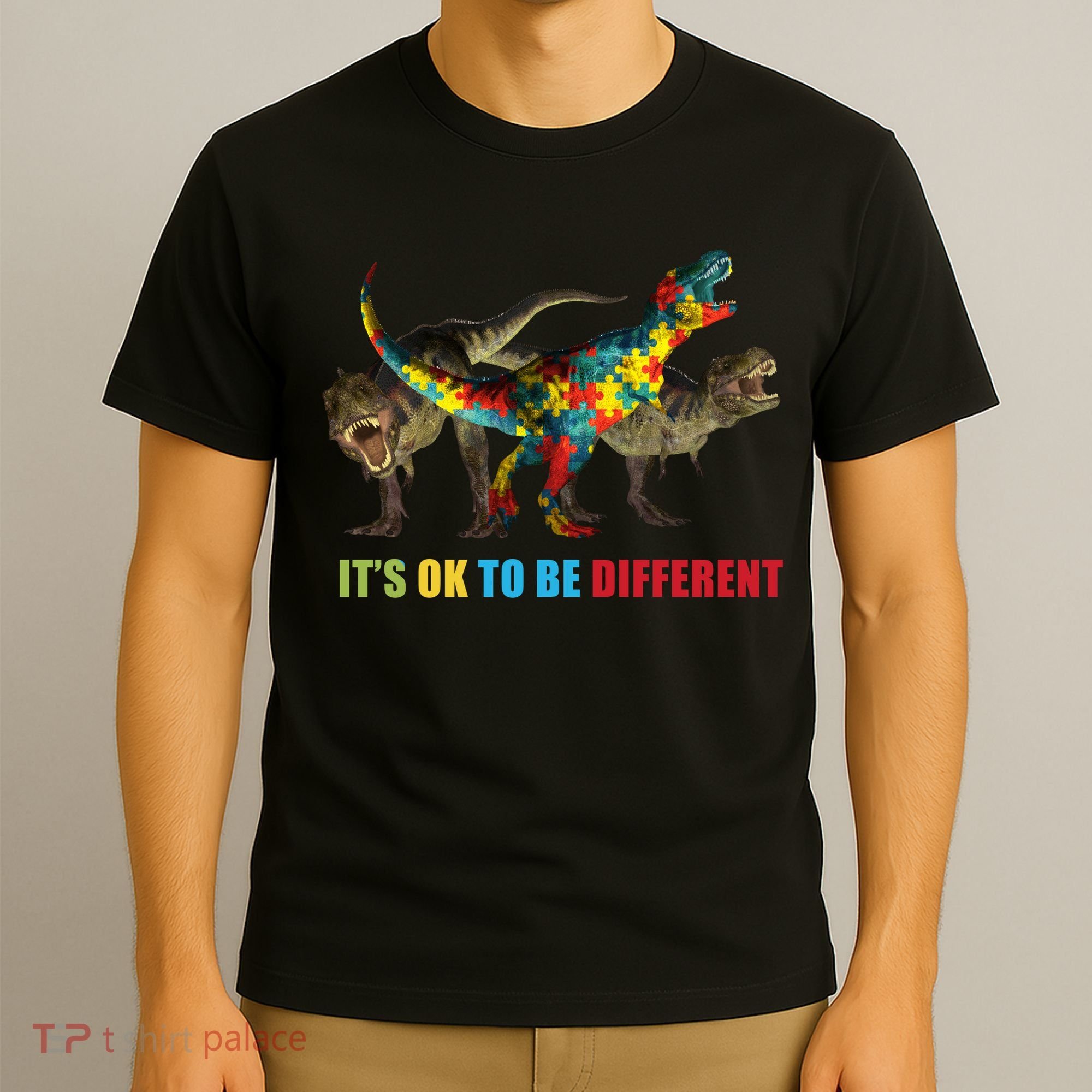 It's Ok To Be Different Dinosaur Autism Awareness T-Shirt