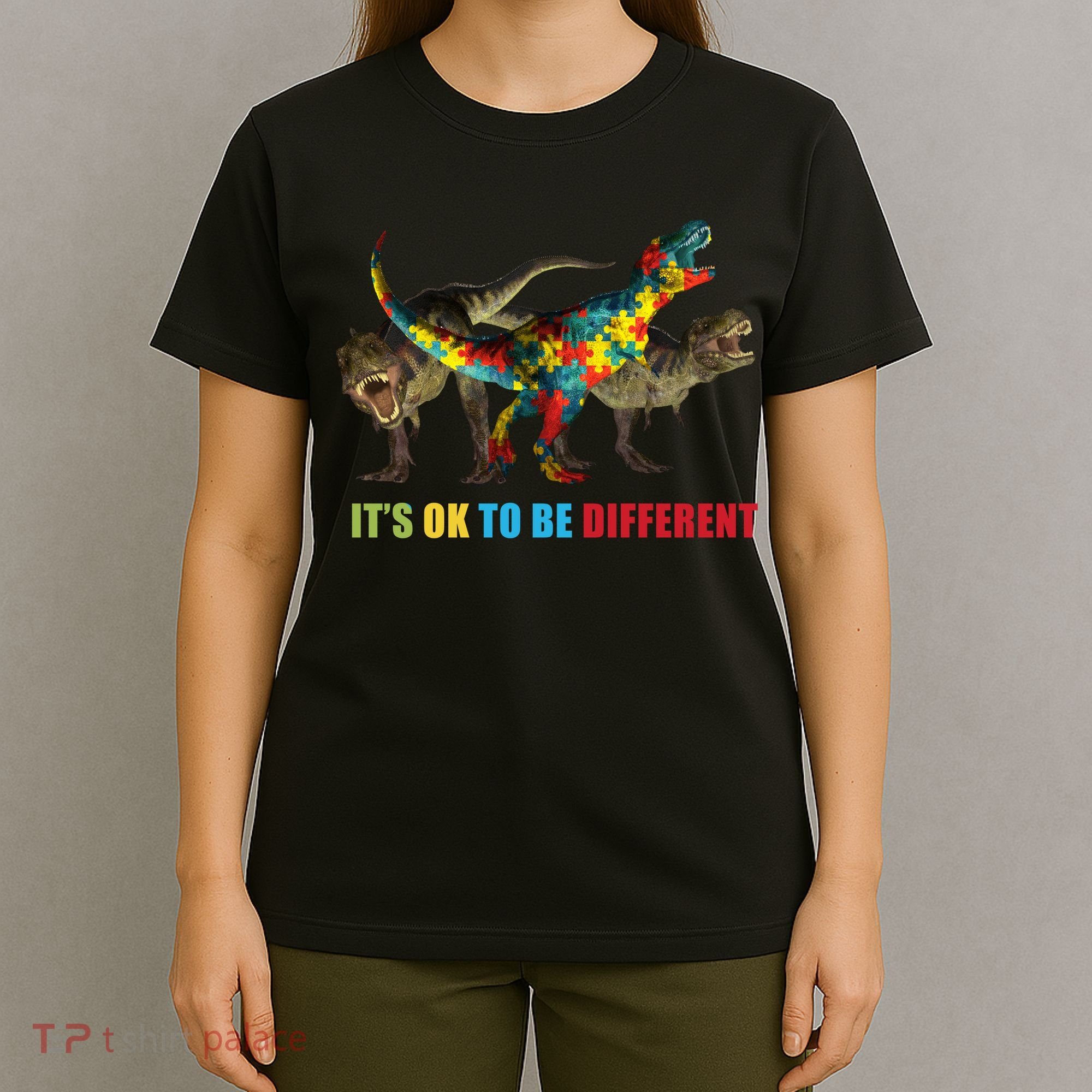It's Ok To Be Different Dinosaur Autism Awareness T-Shirt