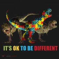 It's Ok To Be Different Dinosaur Autism Awareness Button thumb 1