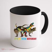 It's Ok To Be Different Dinosaur Autism Awareness Coffee Mug thumb 1