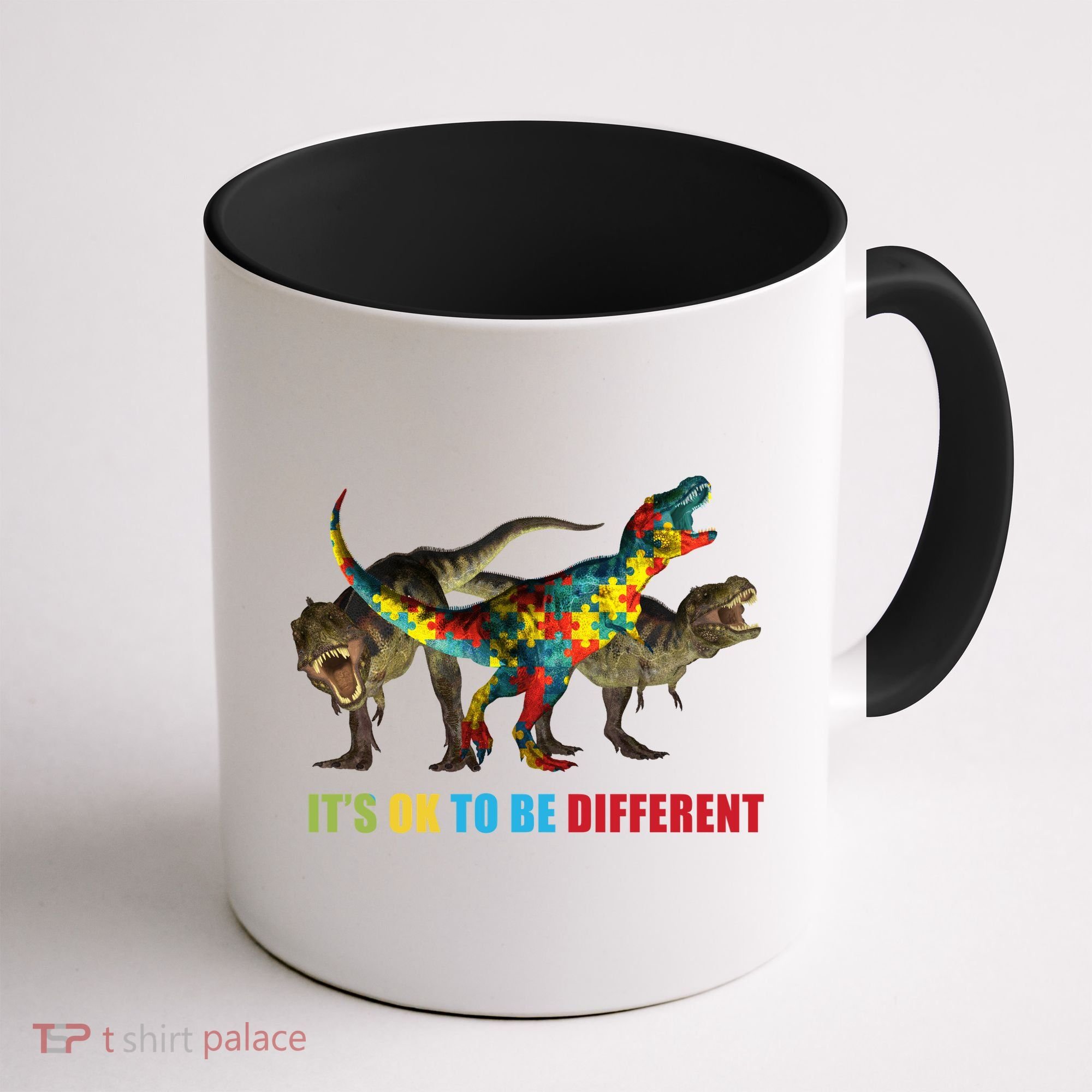 It's Ok To Be Different Dinosaur Autism Awareness Coffee Mug