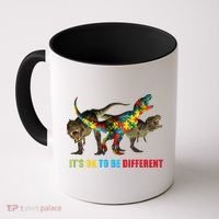 It's Ok To Be Different Dinosaur Autism Awareness Coffee Mug thumb 0