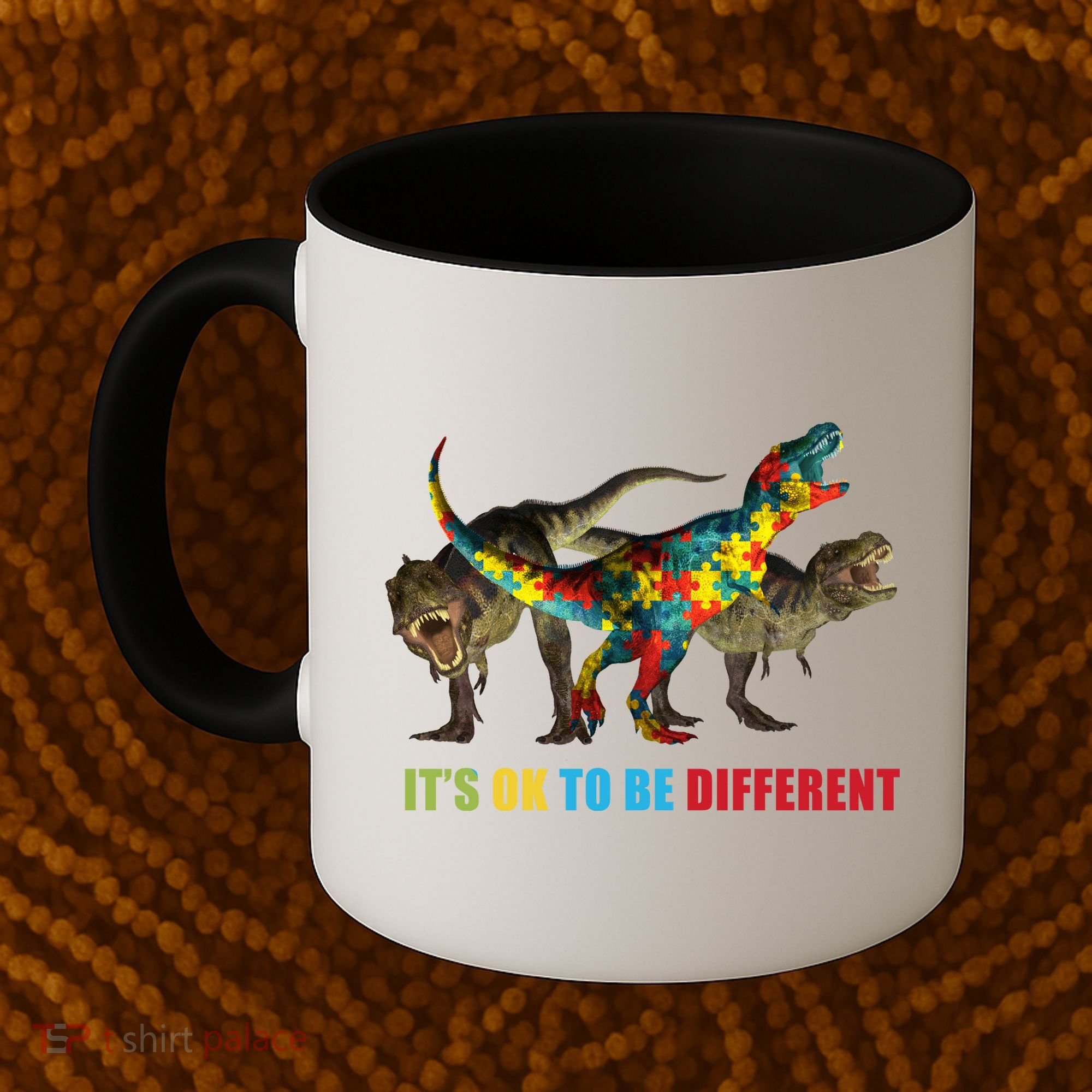 It's Ok To Be Different Dinosaur Autism Awareness Coffee Mug