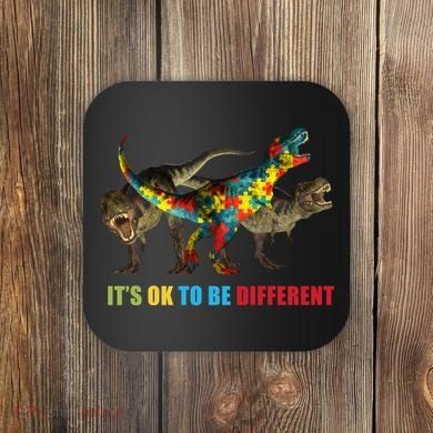 It's Ok To Be Different Dinosaur Autism Awareness Coaster