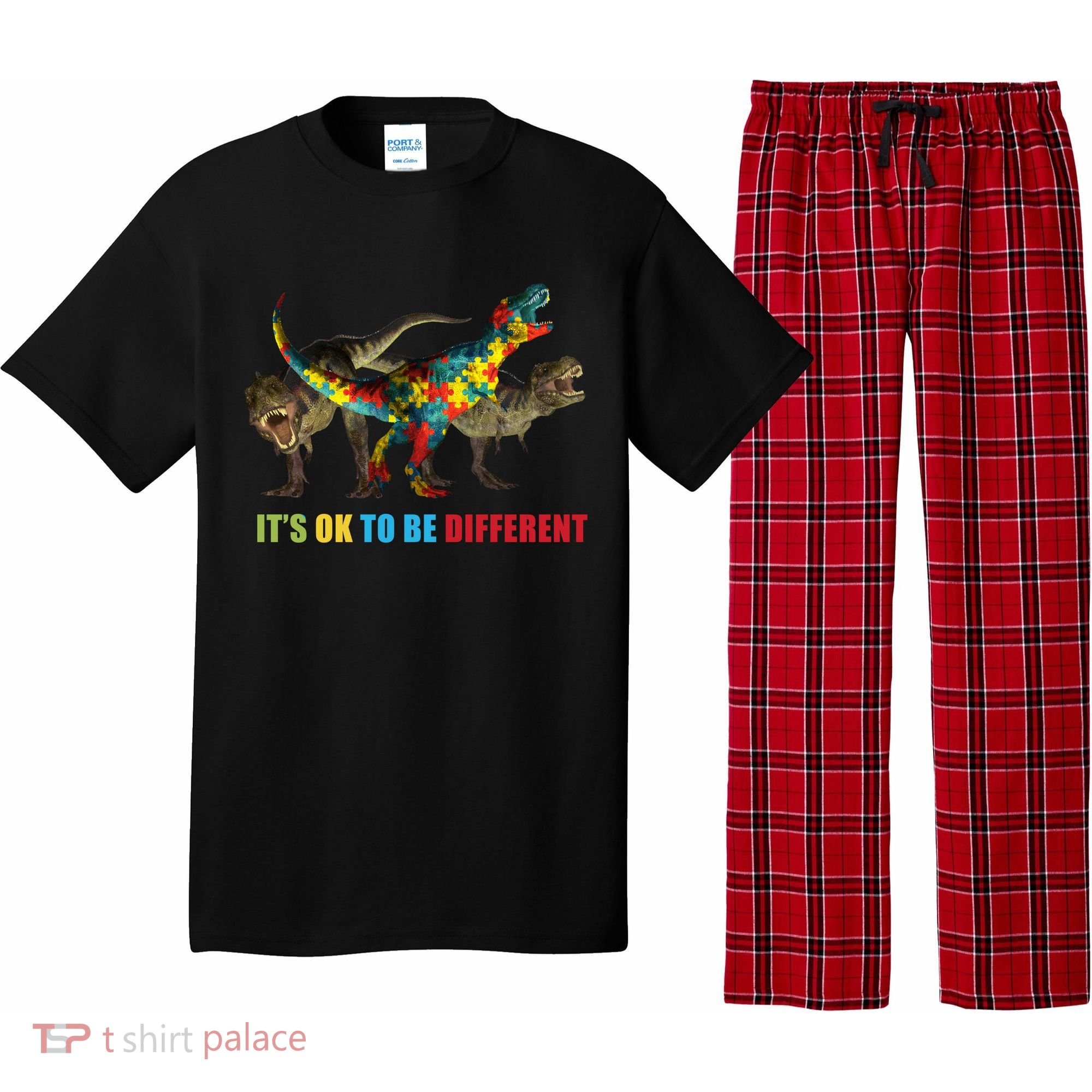 It's Ok To Be Different Dinosaur Autism Awareness Pajama Set