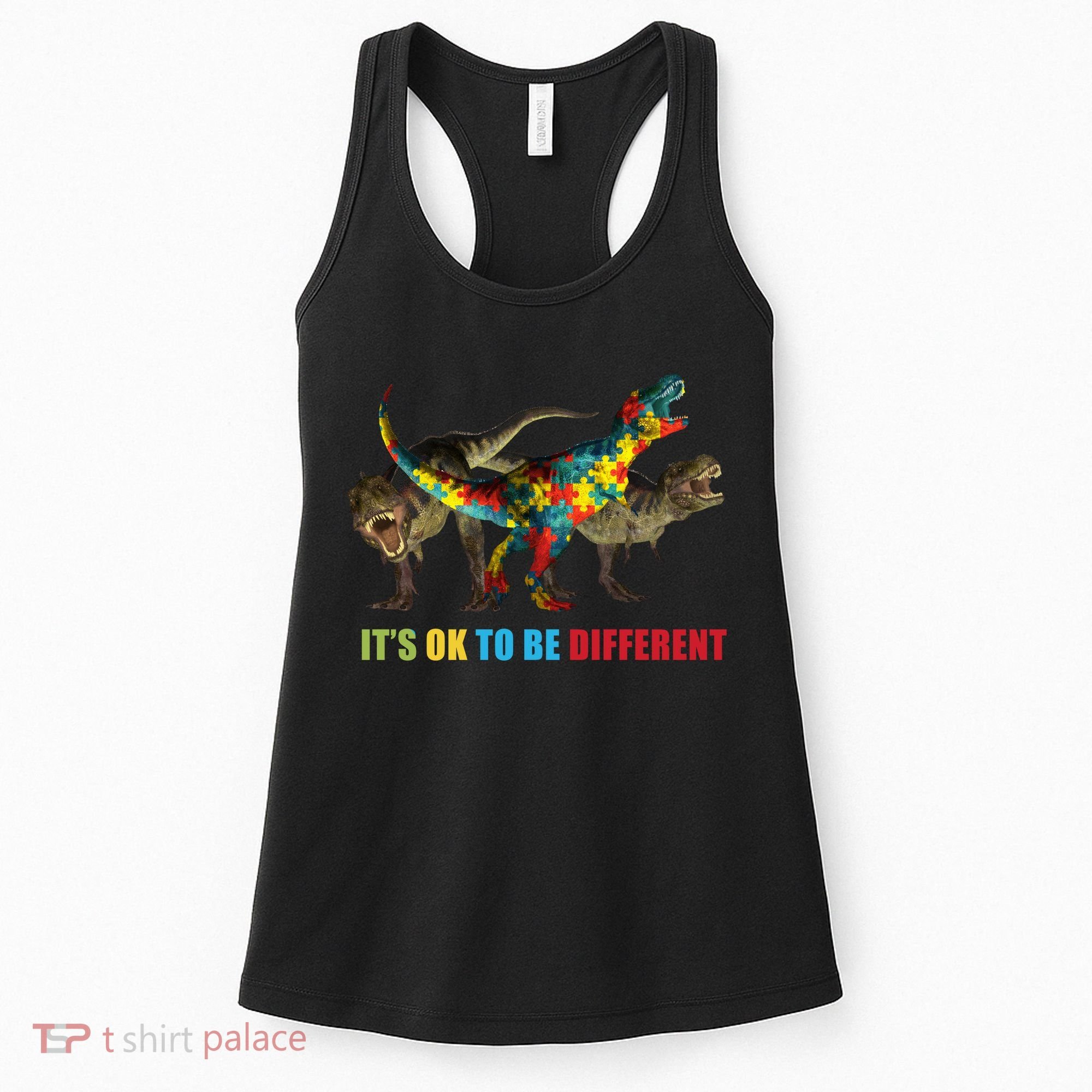 It's Ok To Be Different Dinosaur Autism Awareness Women's Tank Top