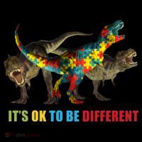 It's Ok To Be Different Dinosaur Autism Awareness Baby Bodysuit thumb 2