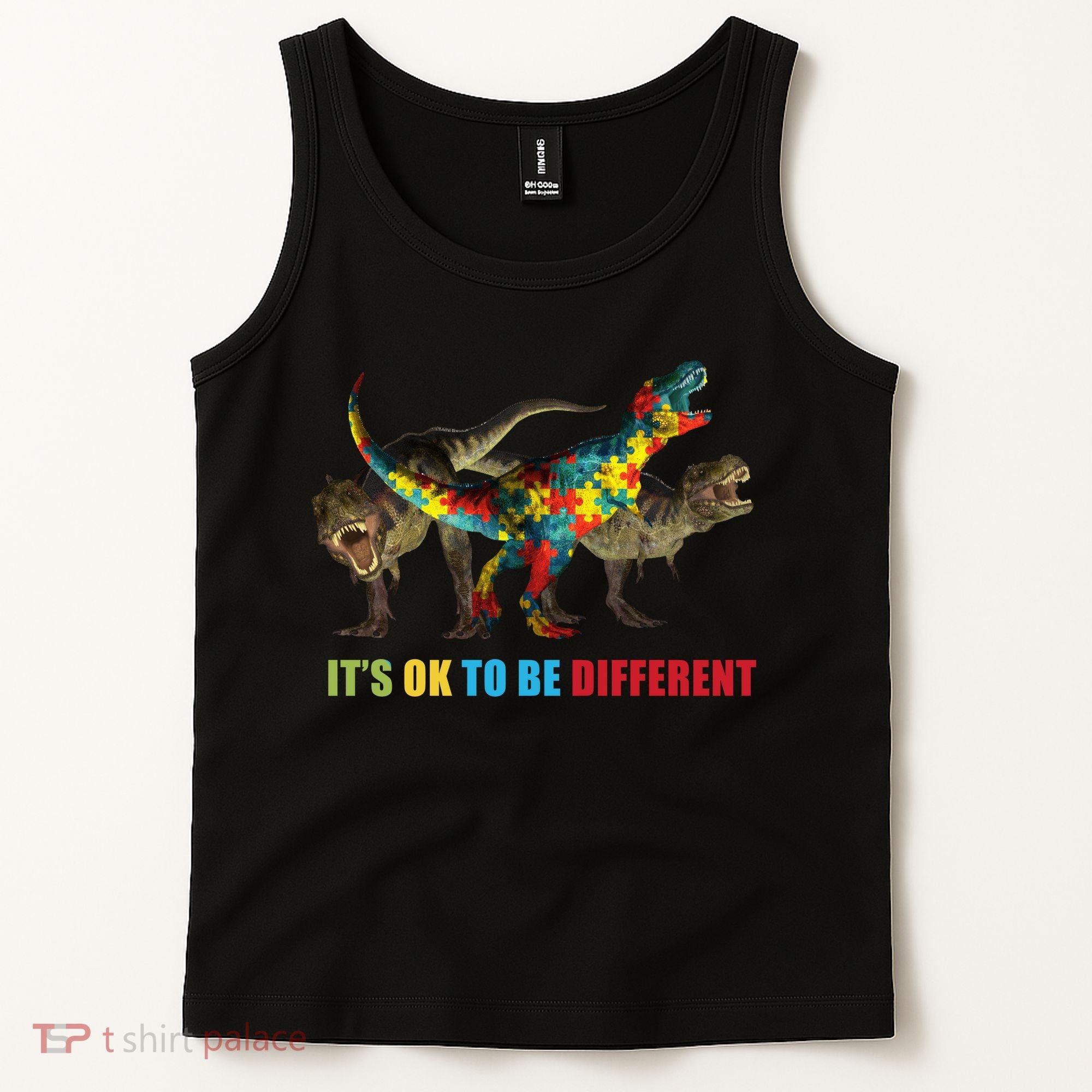 It's Ok To Be Different Dinosaur Autism Awareness Tank Top