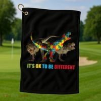 It's Ok To Be Different Dinosaur Autism Awareness Golf Towel thumb 1