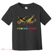 It's Ok To Be Different Dinosaur Autism Awareness Toddler T-Shirt thumb 0