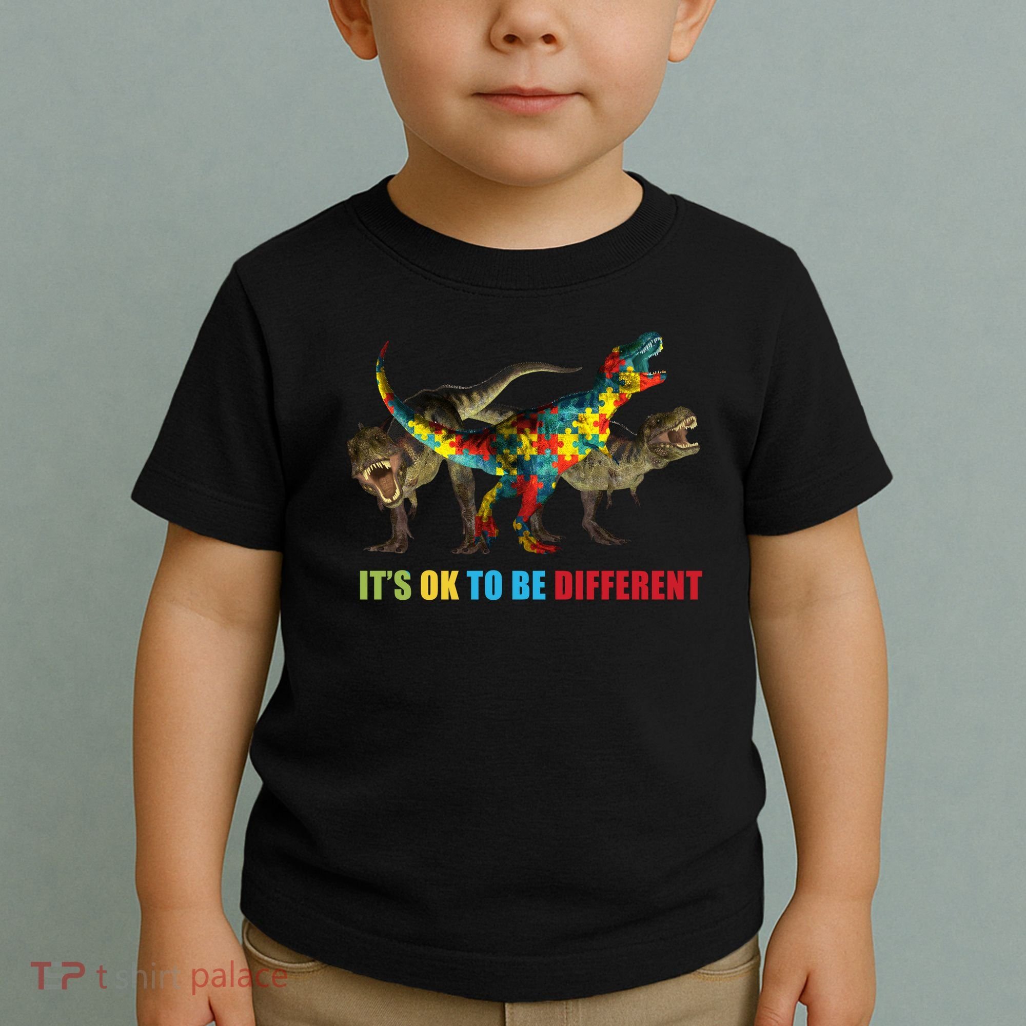 It's Ok To Be Different Dinosaur Autism Awareness Toddler T-Shirt