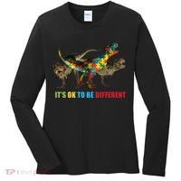 It's Ok To Be Different Dinosaur Autism Awareness Women's Long Sleeve Shirt thumb 0