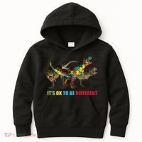 It's Ok To Be Different Dinosaur Autism Awareness Kids Hoodie thumb 0