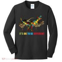 It's Ok To Be Different Dinosaur Autism Awareness Kids Long Sleeve Shirt thumb 0