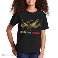 It's Ok To Be Different Dinosaur Autism Awareness Kids T-Shirt thumb 2
