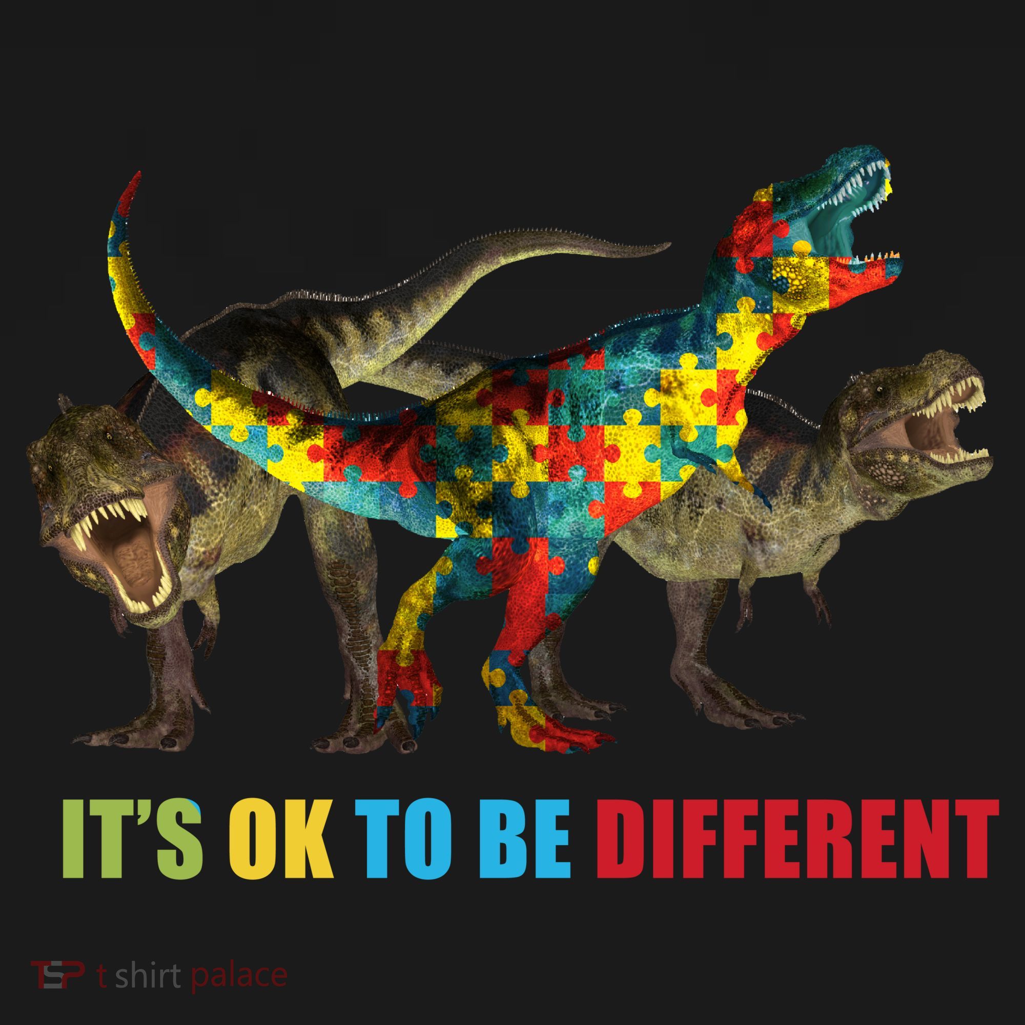It's Ok To Be Different Dinosaur Autism Awareness Kids T-Shirt