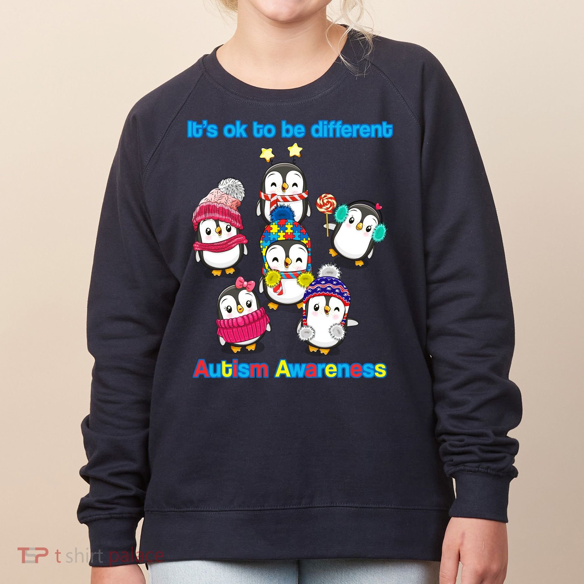 It's Ok To Be Different Penguins Autism Women's Sweatshirt