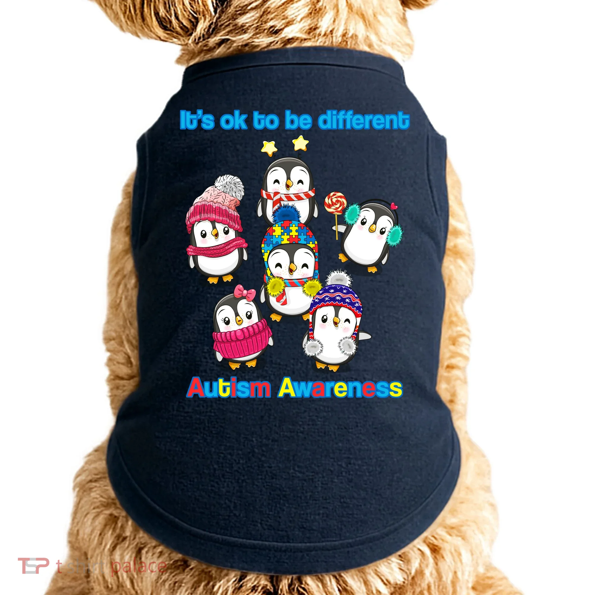 It's Ok To Be Different Penguins Autism Doggie Tank