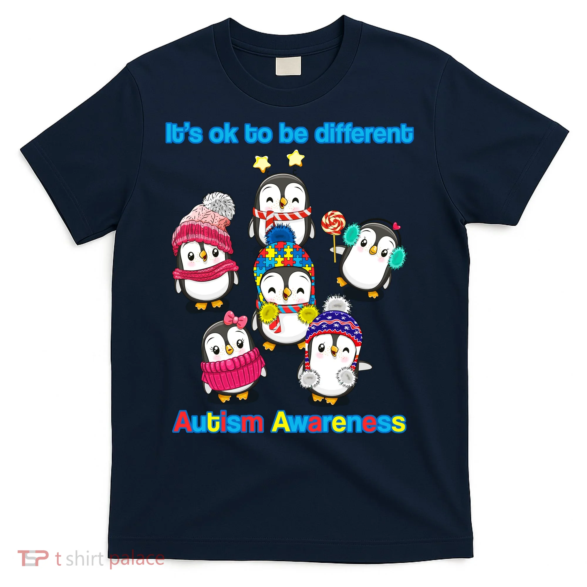 It's Ok To Be Different Penguins Autism T-Shirt