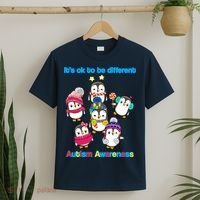 It's Ok To Be Different Penguins Autism T-Shirt thumb 2