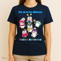 It's Ok To Be Different Penguins Autism T-Shirt thumb 4