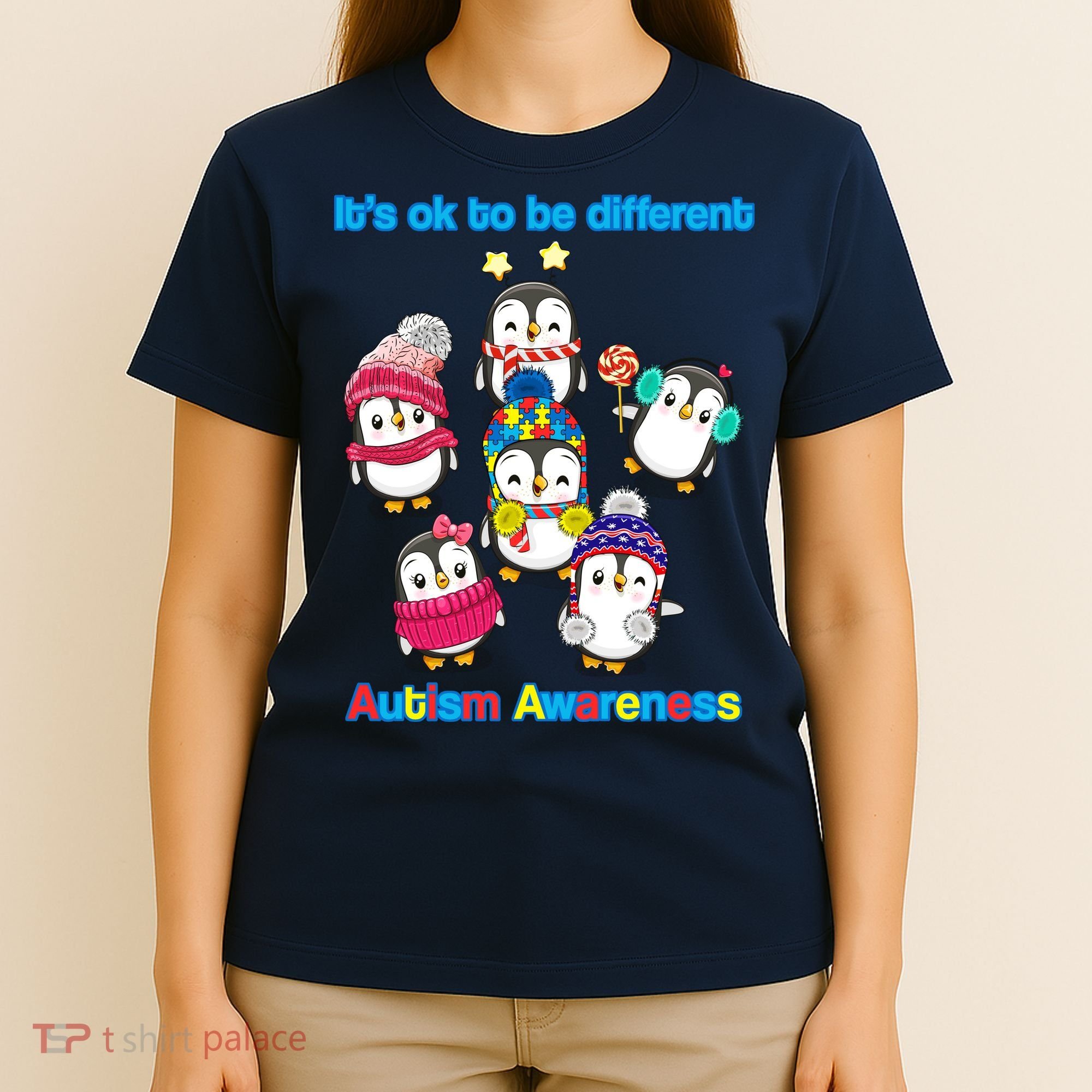 It's Ok To Be Different Penguins Autism T-Shirt