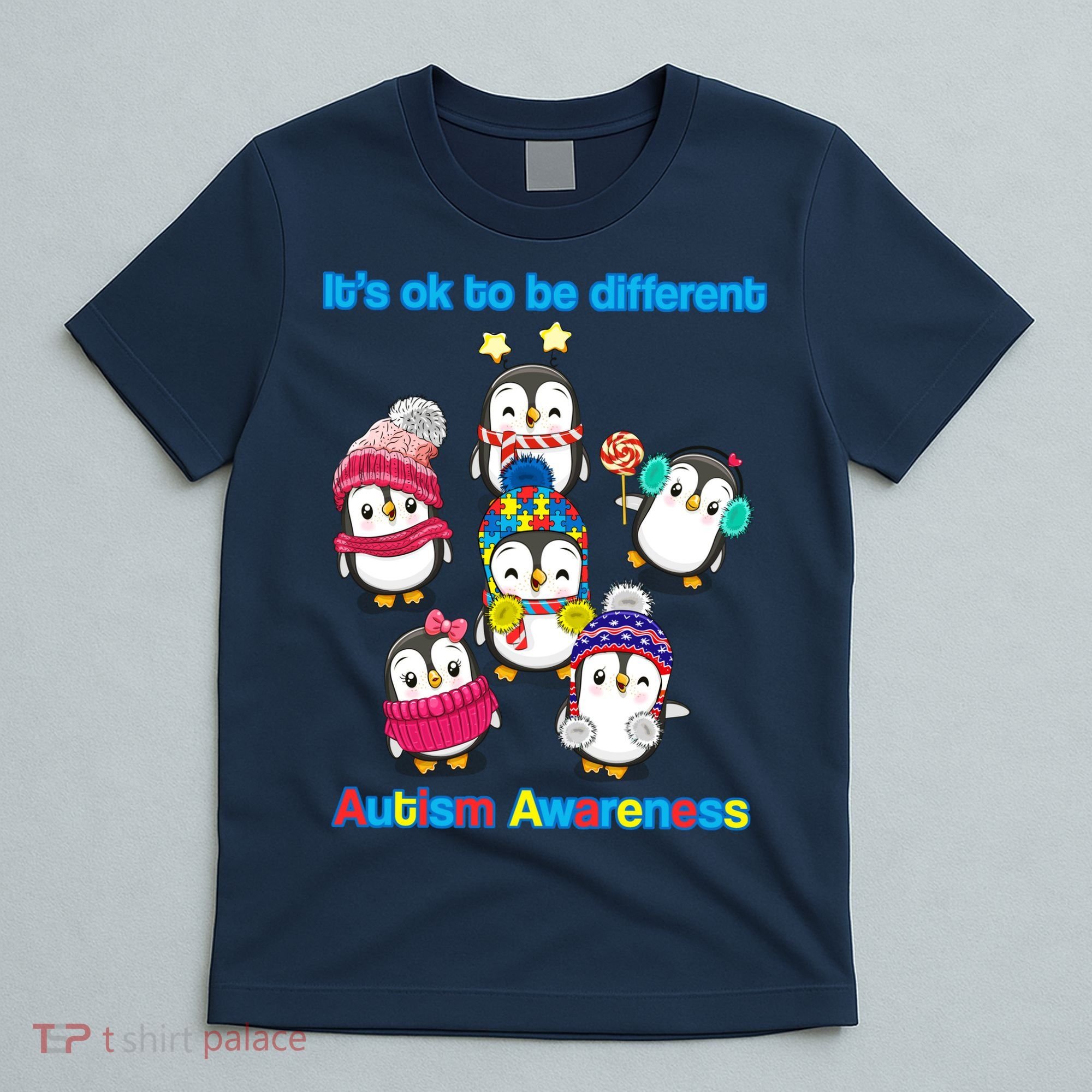 It's Ok To Be Different Penguins Autism T-Shirt