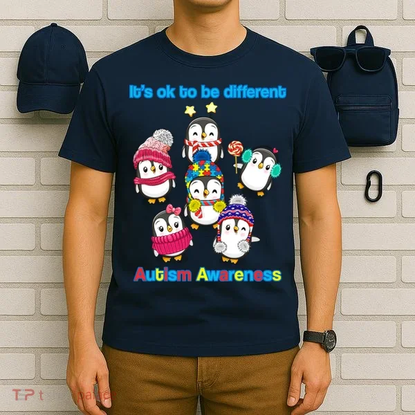 It's Ok To Be Different Penguins Autism T-Shirt