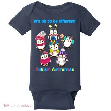 It's Ok To Be Different Penguins Autism Baby Bodysuit