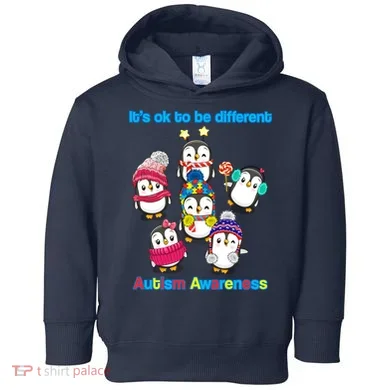 It's Ok To Be Different Penguins Autism Toddler Hoodie