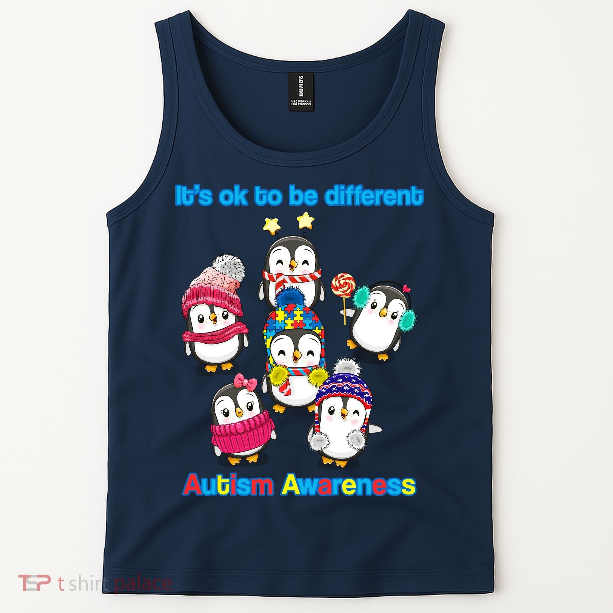 It's Ok To Be Different Penguins Autism Tank Top