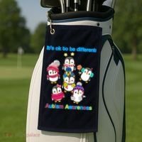 It's Ok To Be Different Penguins Autism Golf Towel thumb 2