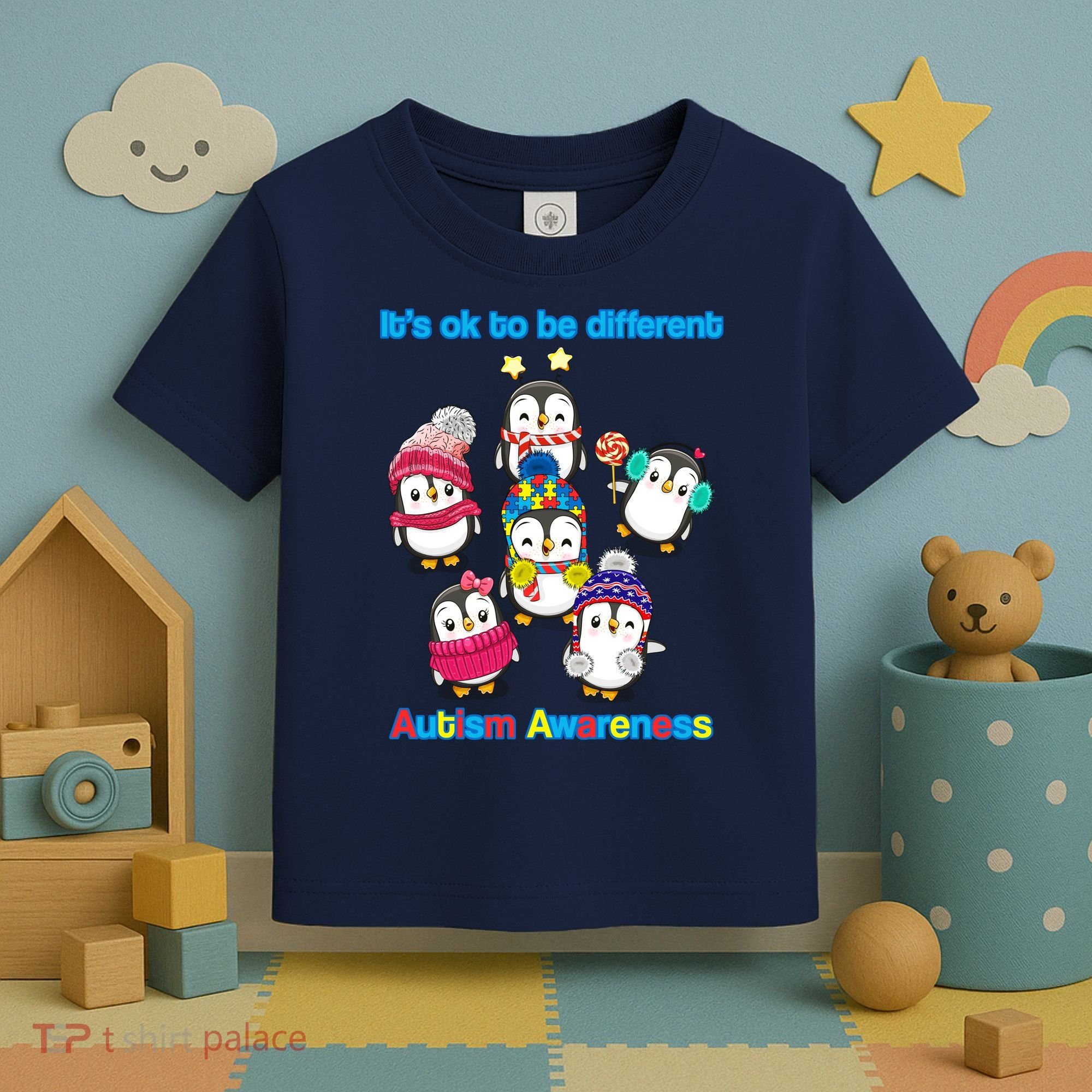 It's Ok To Be Different Penguins Autism Toddler T-Shirt