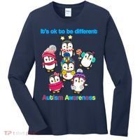 It's Ok To Be Different Penguins Autism Women's Long Sleeve Shirt thumb 0