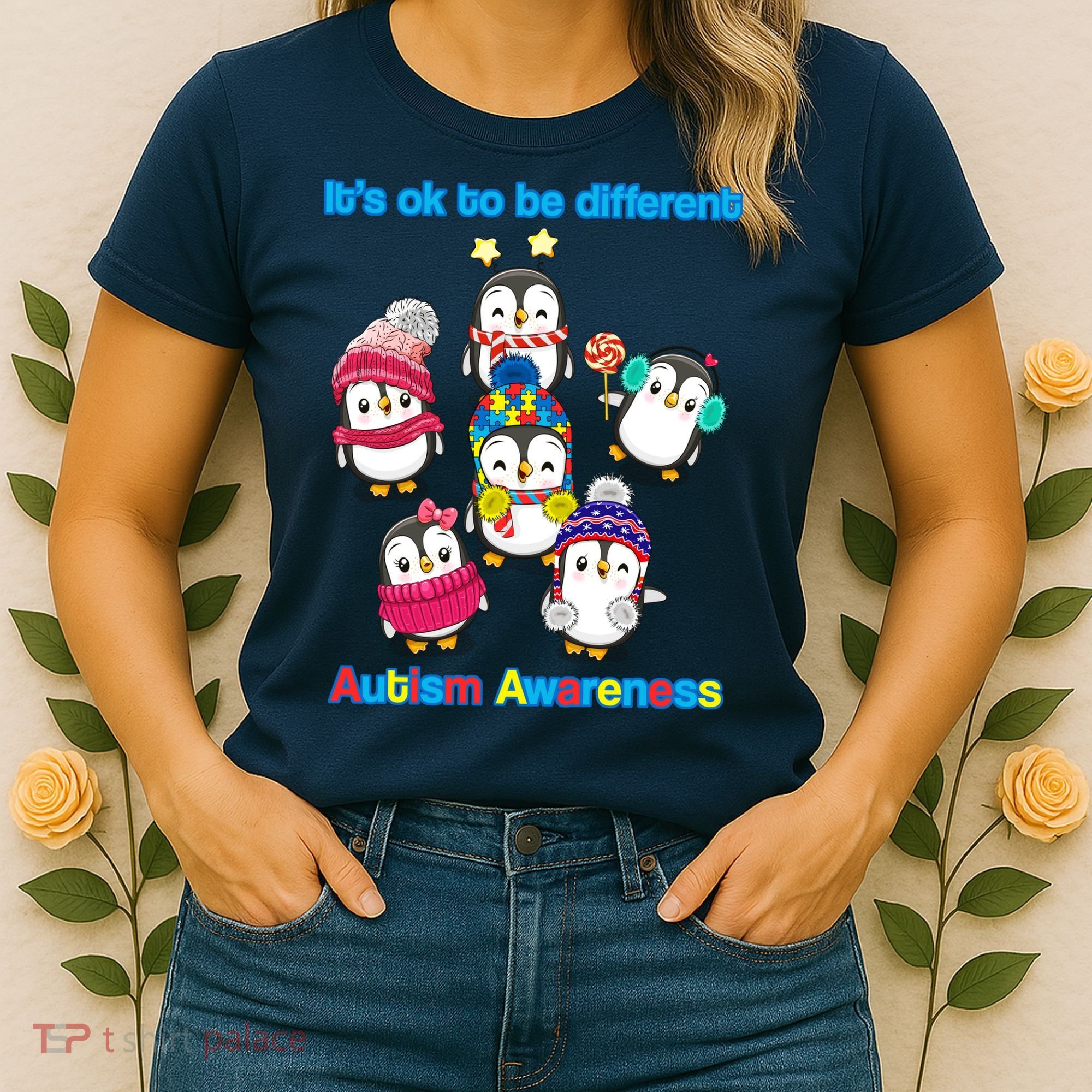 It's Ok To Be Different Penguins Autism Women's T-Shirt