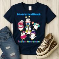 It's Ok To Be Different Penguins Autism Women's T-Shirt thumb 3