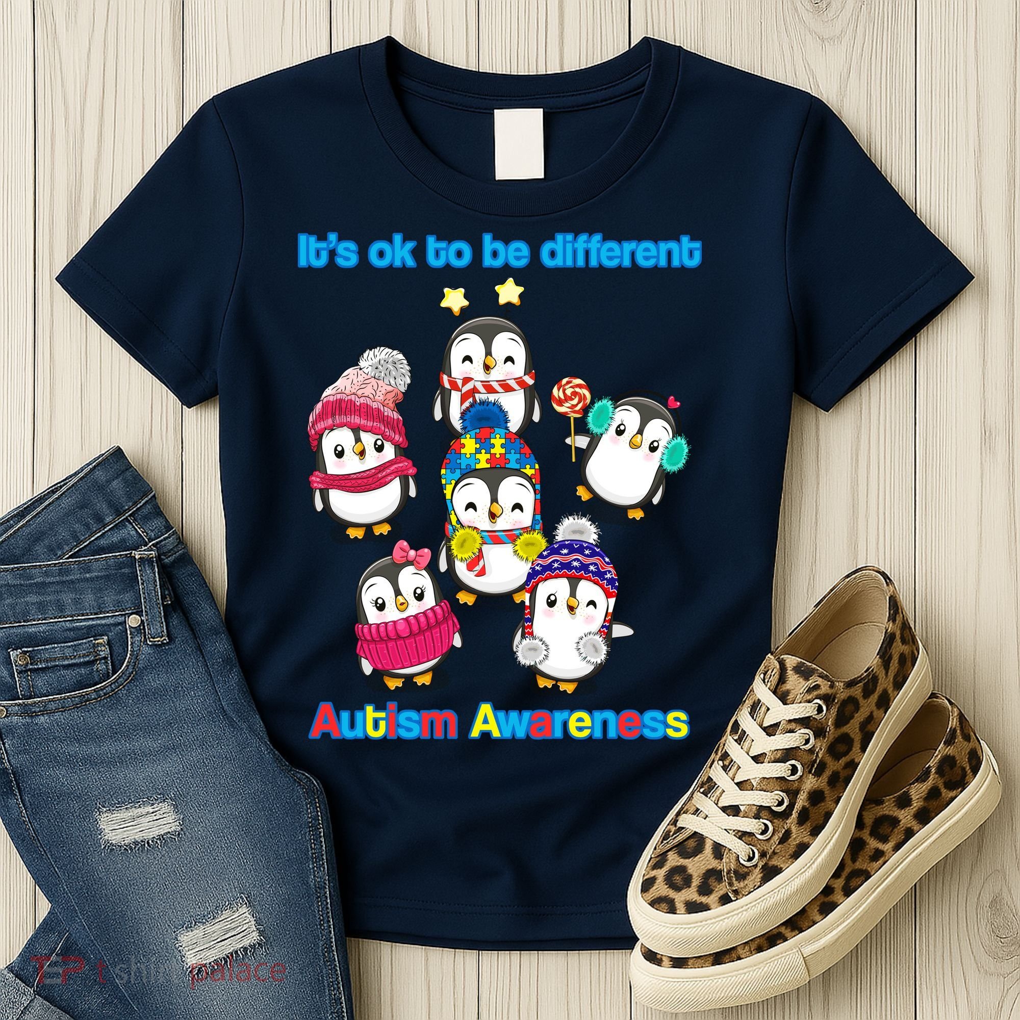 It's Ok To Be Different Penguins Autism Women's T-Shirt