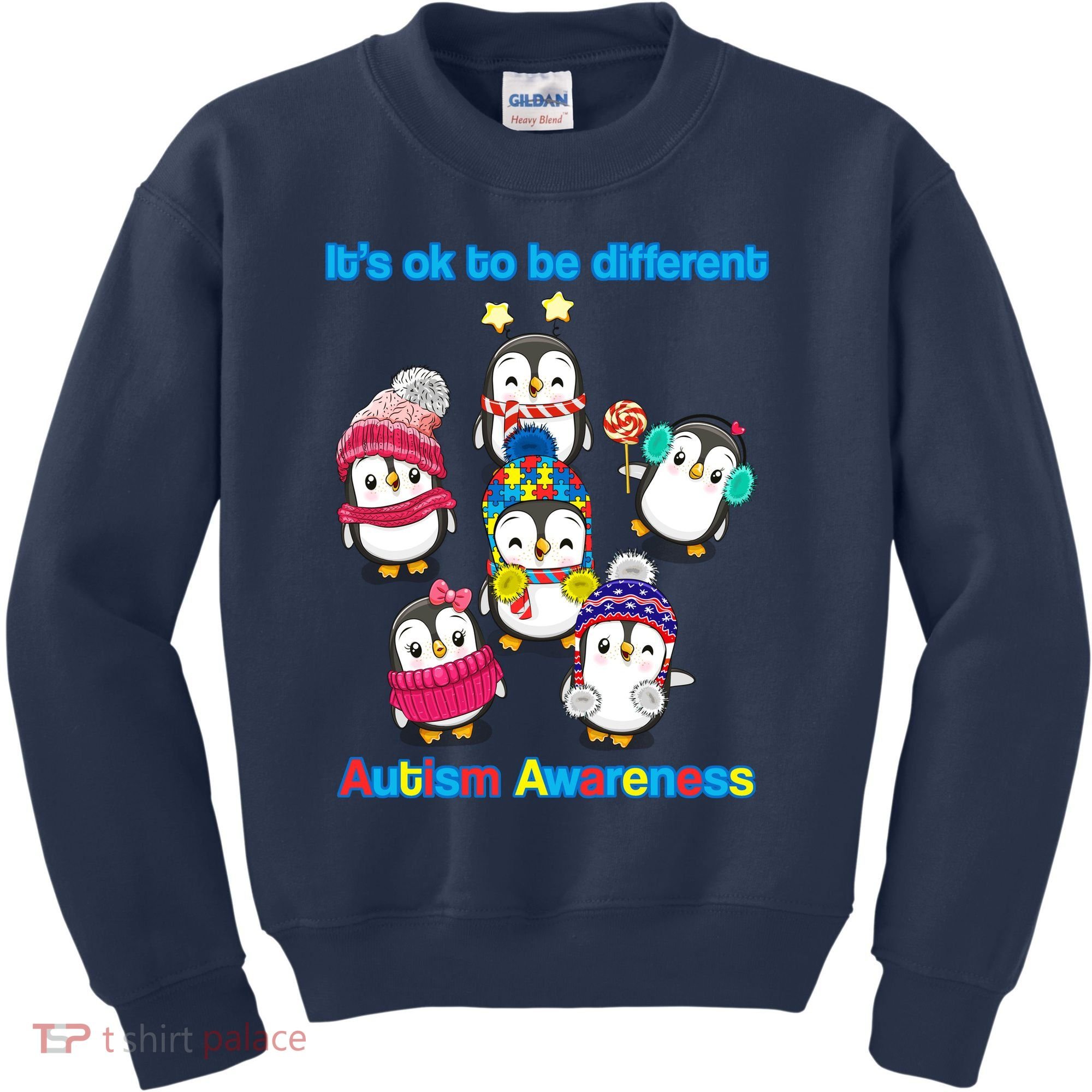 It's Ok To Be Different Penguins Autism Kids Sweatshirt