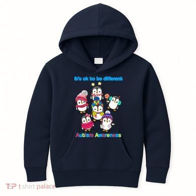 It's Ok To Be Different Penguins Autism Kids Hoodie
