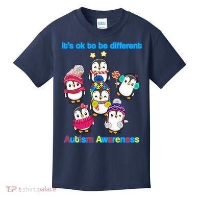 It's Ok To Be Different Penguins Autism Kids T-Shirt