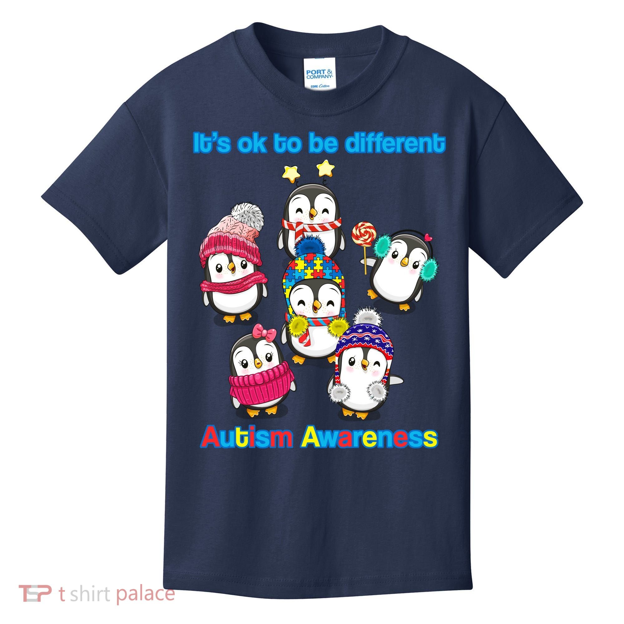 It's Ok To Be Different Penguins Autism Kids T-Shirt