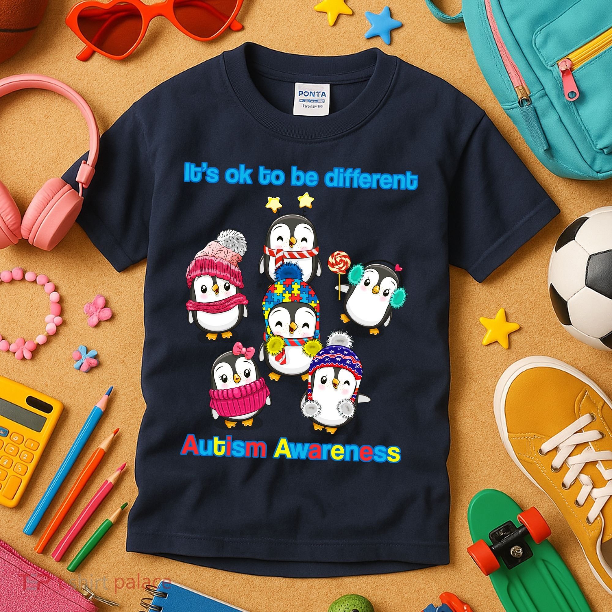 It's Ok To Be Different Penguins Autism Kids T-Shirt