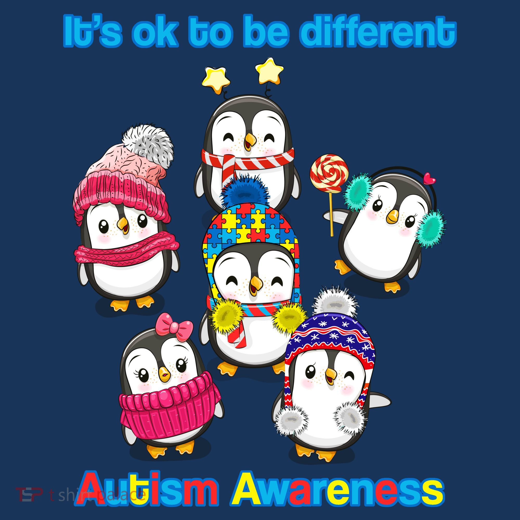 It's Ok To Be Different Penguins Autism Kids T-Shirt