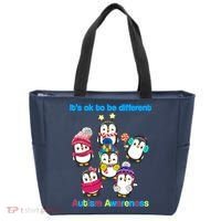 It's Ok To Be Different Penguins Autism Tote Bag thumb 0