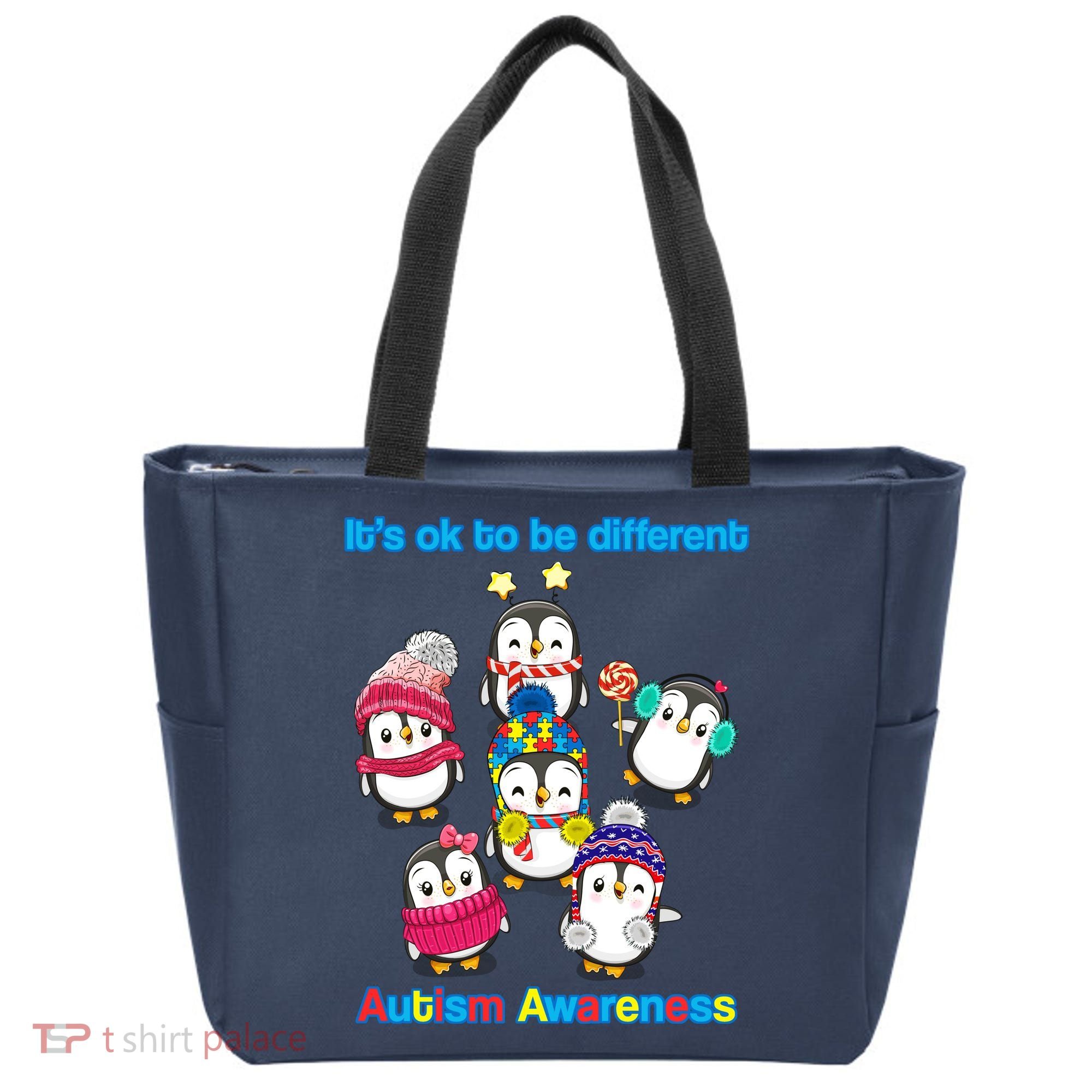 It's Ok To Be Different Penguins Autism Tote Bag