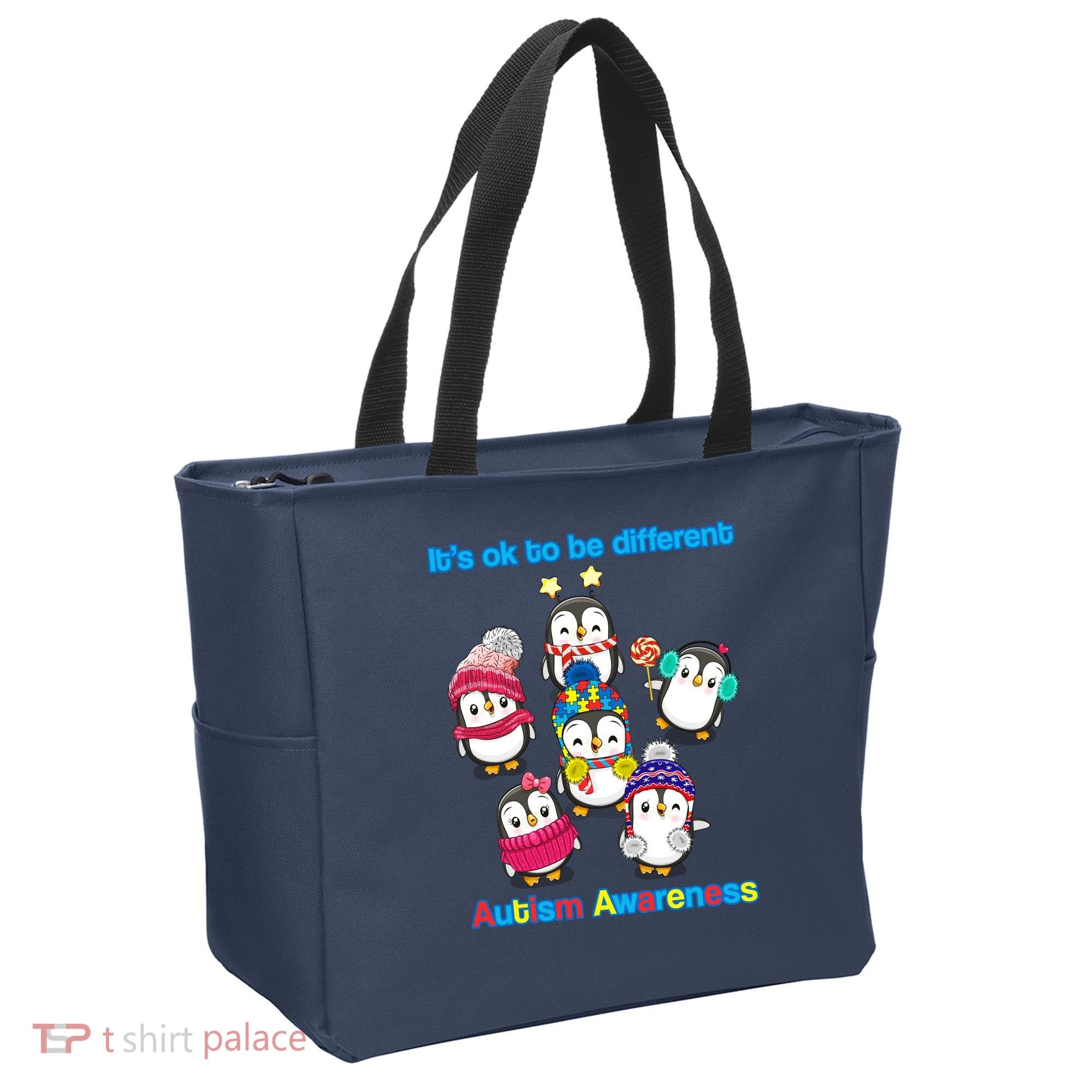 It's Ok To Be Different Penguins Autism Tote Bag